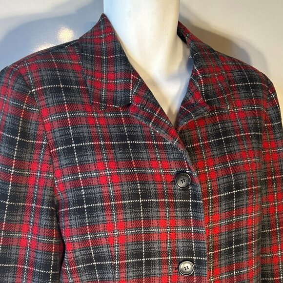 Plaid Blazer with Red and Black Checkered Pattern - Picture 3 of 9